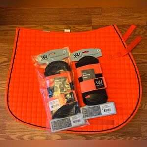 Bundle - blaze orange PRI English saddle pad x1 med WW boot, x1 large WW boot
